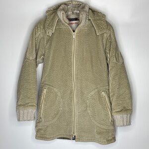 Vintage Objectives Tan Hooded Corduroy Blanket Lined Jacket Size 8 80s